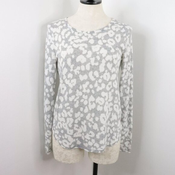 Old Navy Women's S Gray Leopard Print Soft Stretch Long Sleeve Knit Sweater - Picture 1 of 8